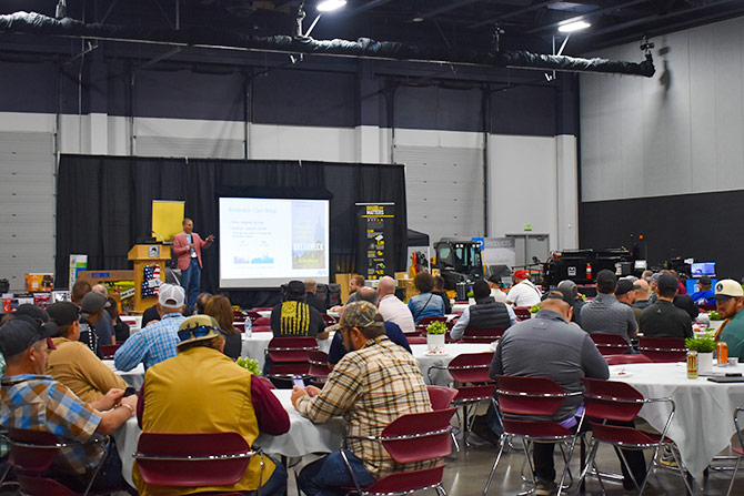Man at conference giving speech