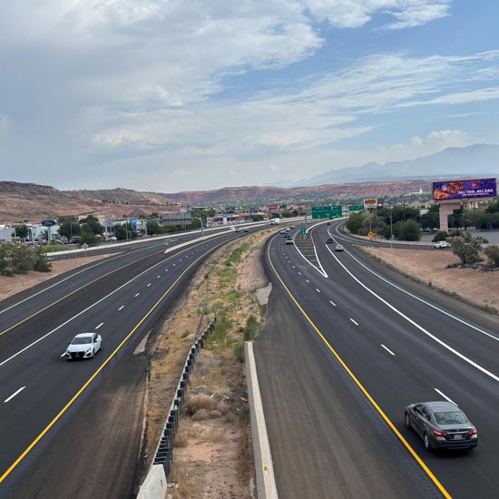 Highway with new asphalt